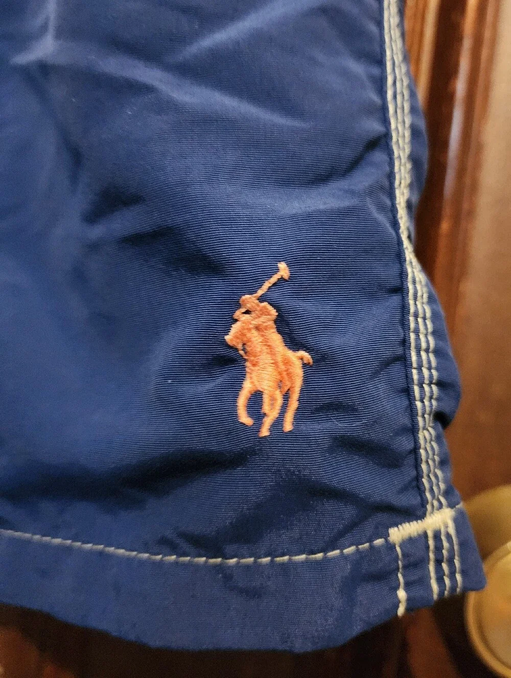 Polo Ralph Lauren Swim Trunks Mens Blue Mesh Lined Cargo Pocket Drawstring Med